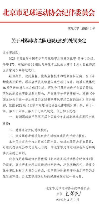  技术视角下的青少年足球诚信危机：从U10假球事件透视青训体系深层漏洞 体育新闻
